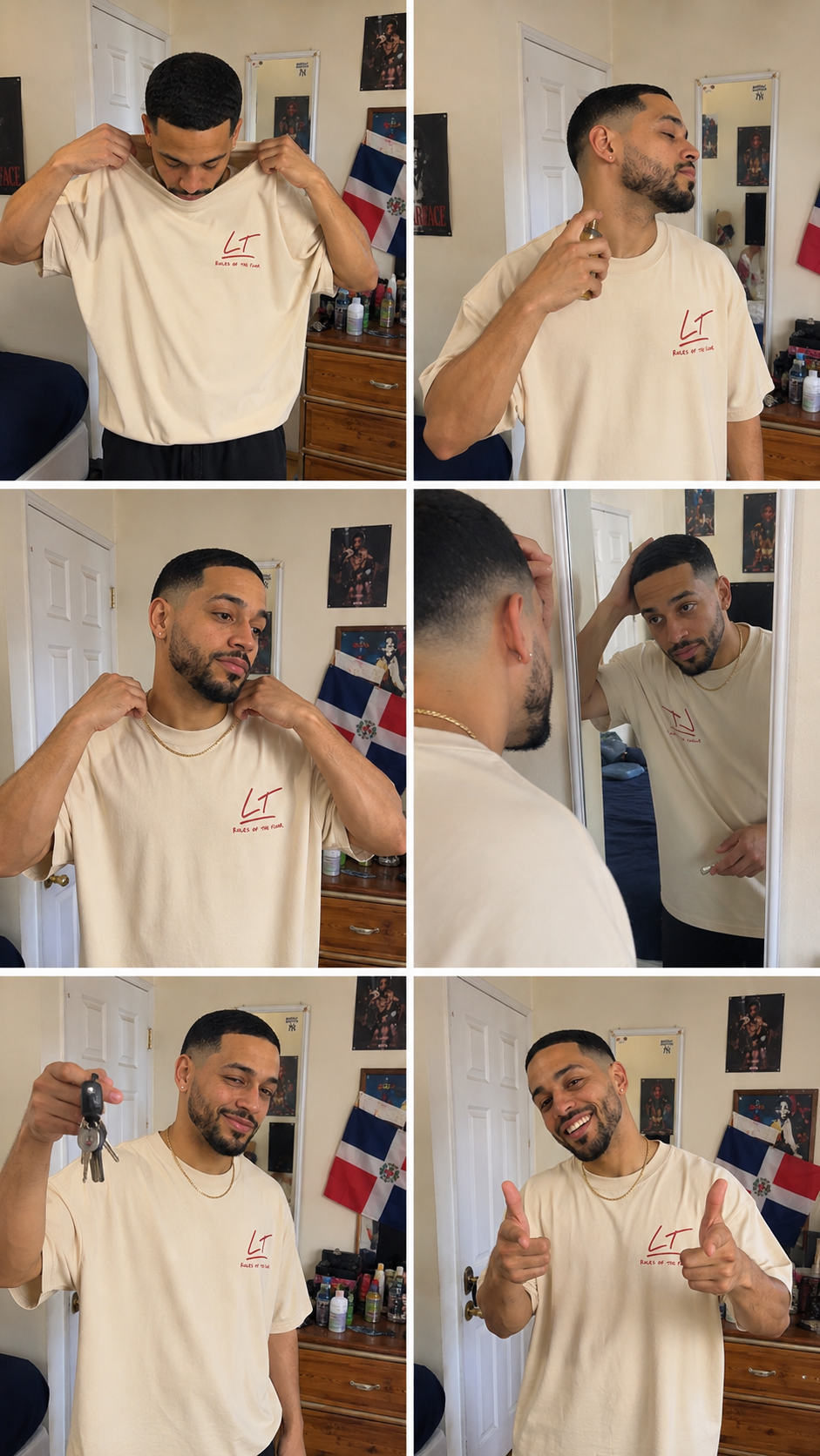 Rules of the Floor Tee HIS Edition Oversized Latin Dance Salsa Bachata Shirt Mild Apricot Cotton
