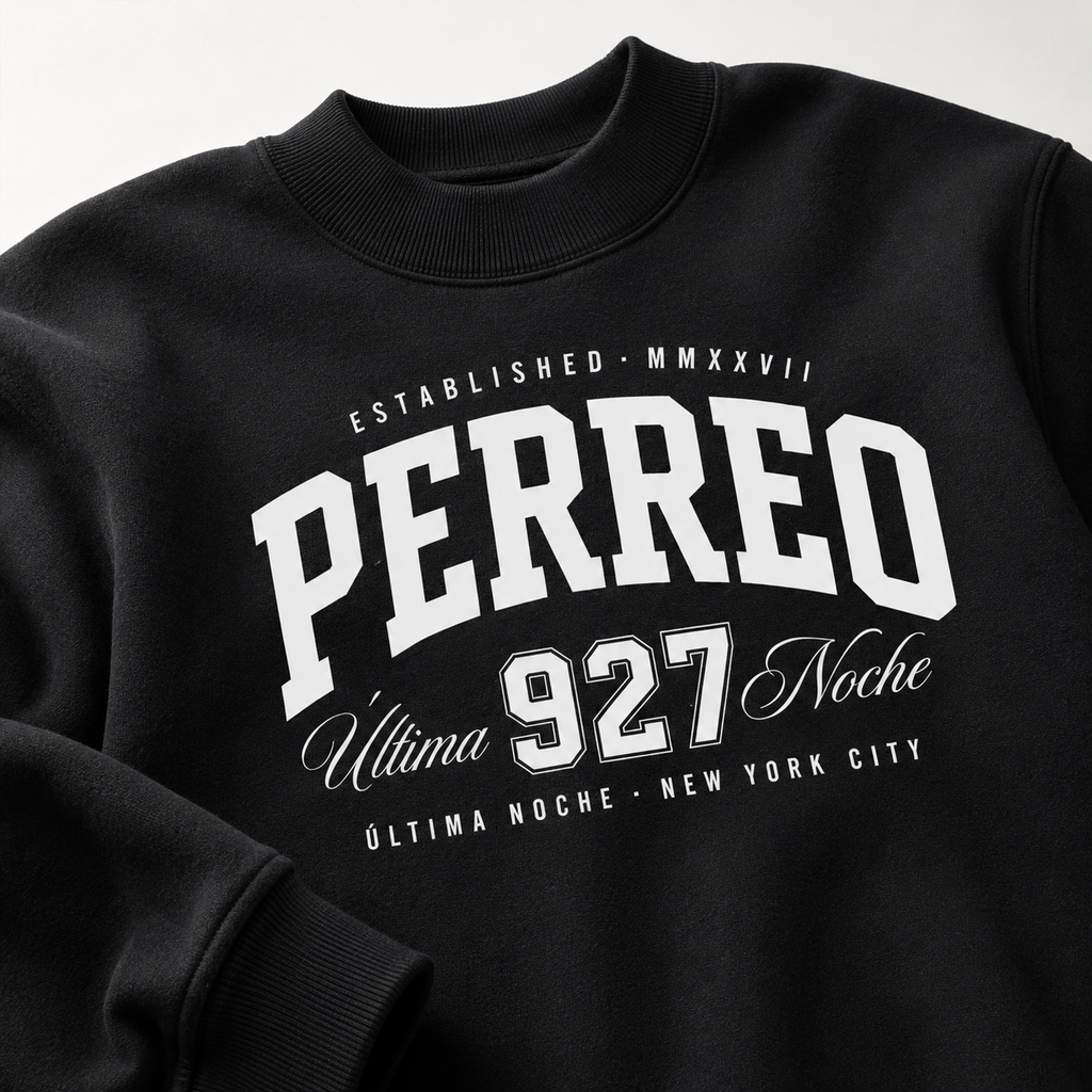 Perreo Ultima Noche Mock Neck Crew Sweatshirt Oversized Women