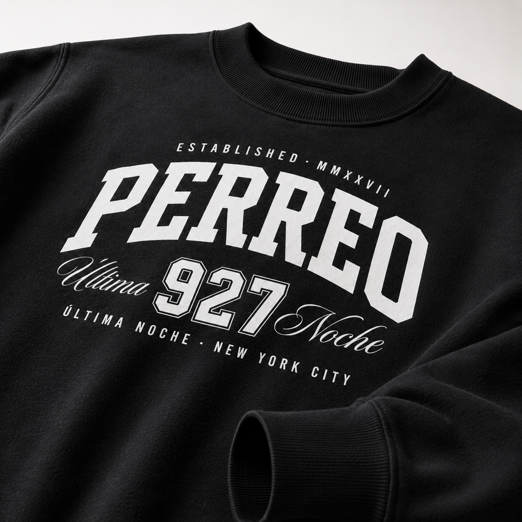 Perreo Ultima Noche Mock Neck Crew Sweatshirt Oversized Women