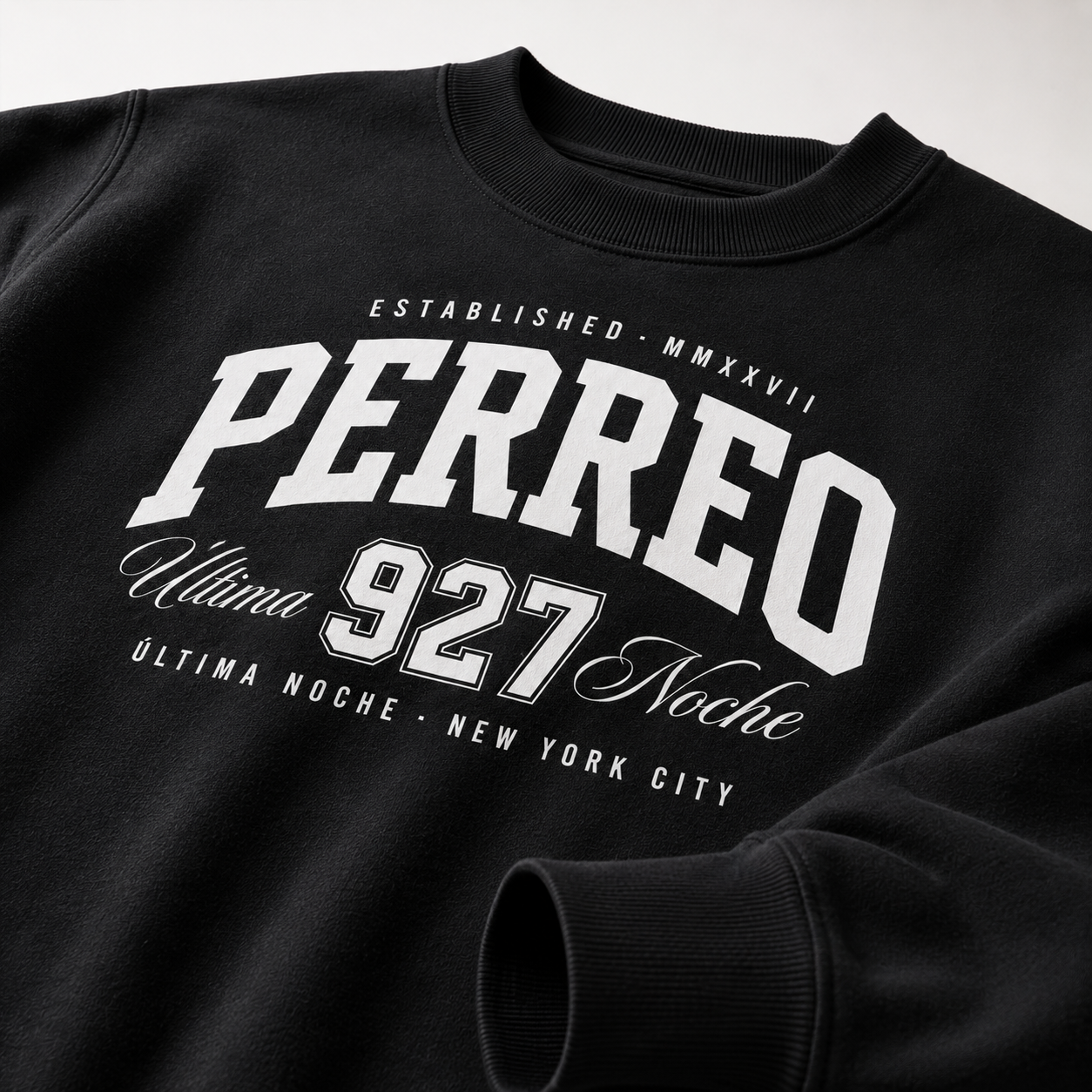 Perreo Ultima Noche Mock Neck Crew Sweatshirt Oversized Women