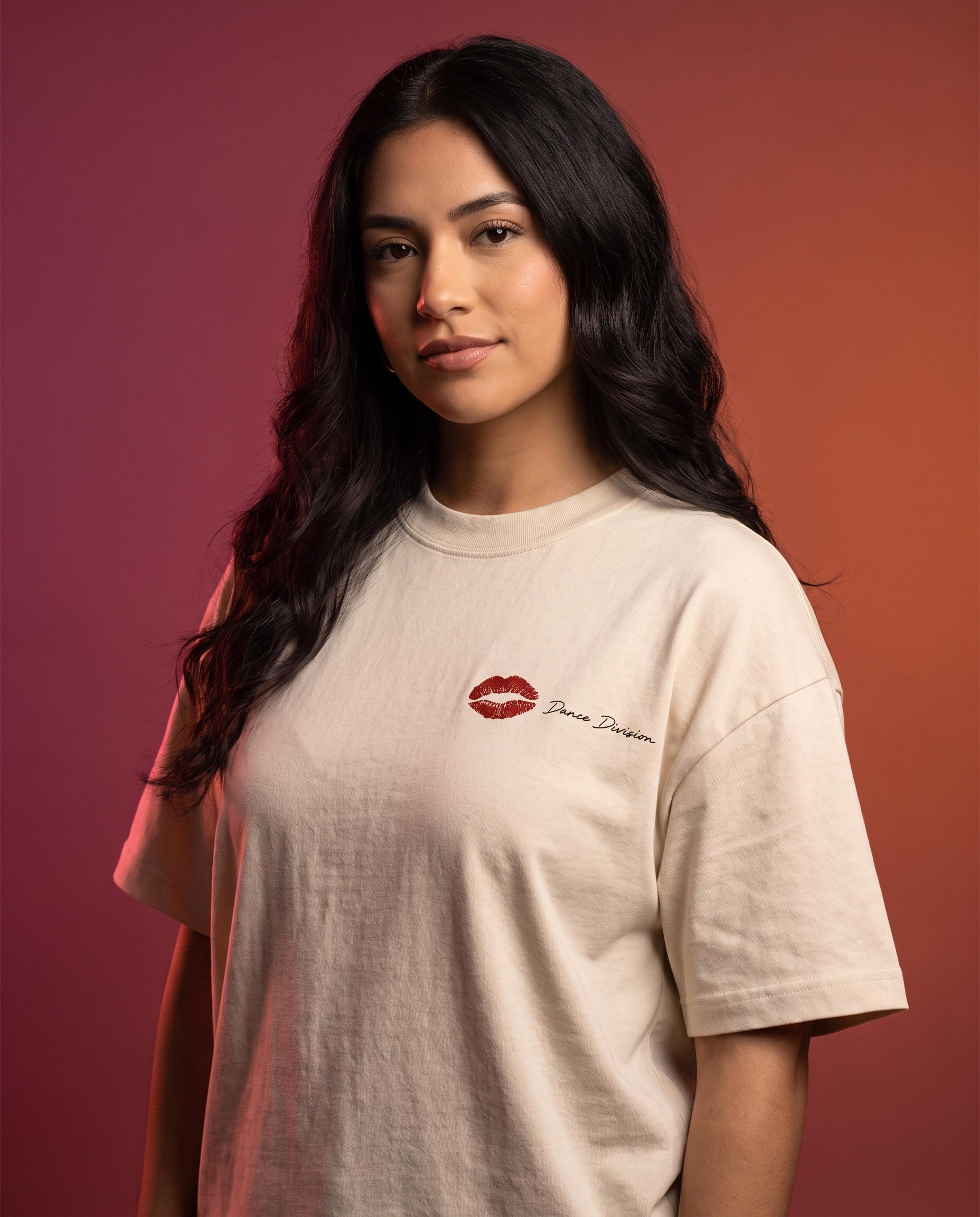 Dance Division Tee worn by model, Latin Takeover sunset studio