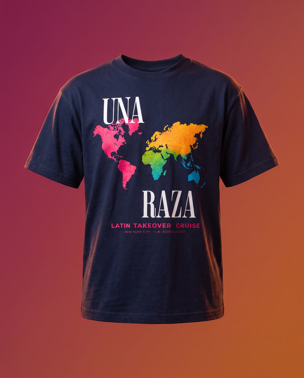 Una Raza Kids Tee ghost mannequin, Latin Takeover sunset studio