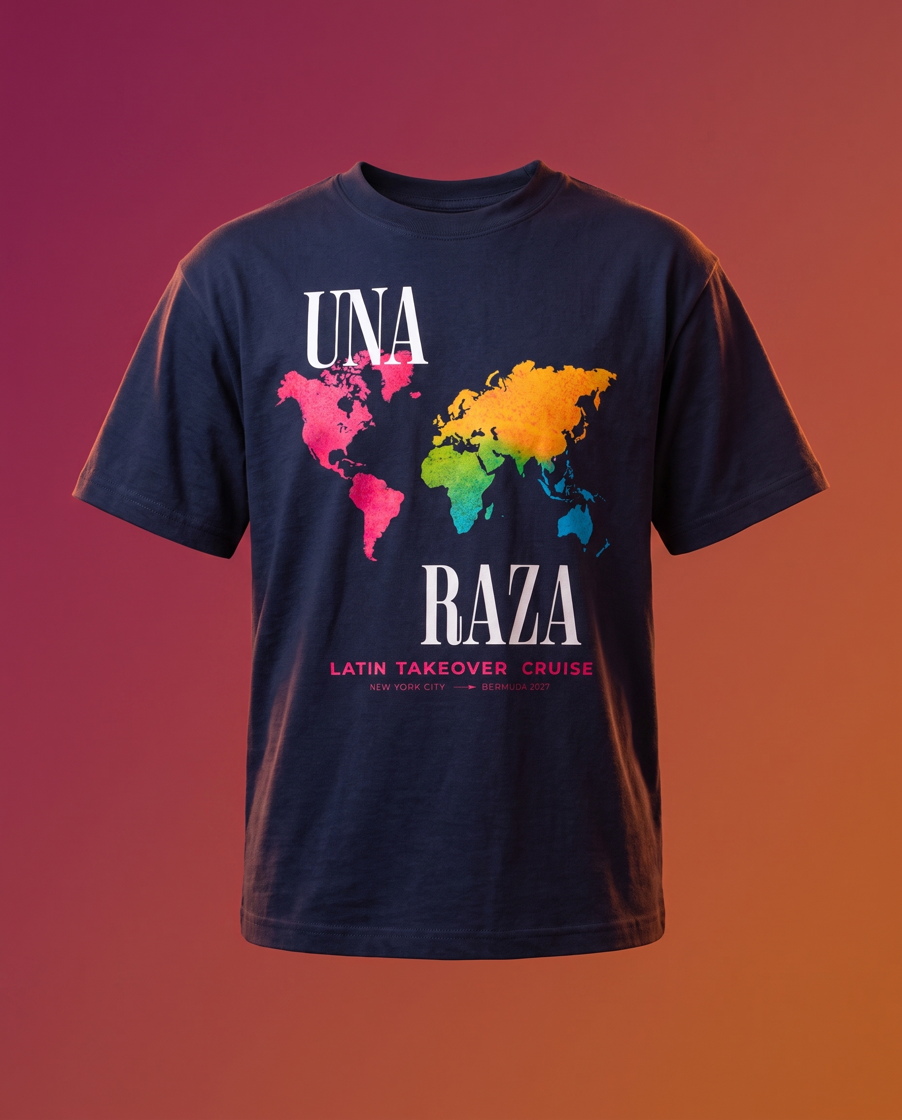Una Raza Kids Tee ghost mannequin, Latin Takeover sunset studio