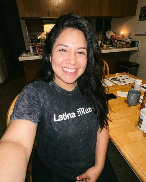 Customer in Latina Mami tee